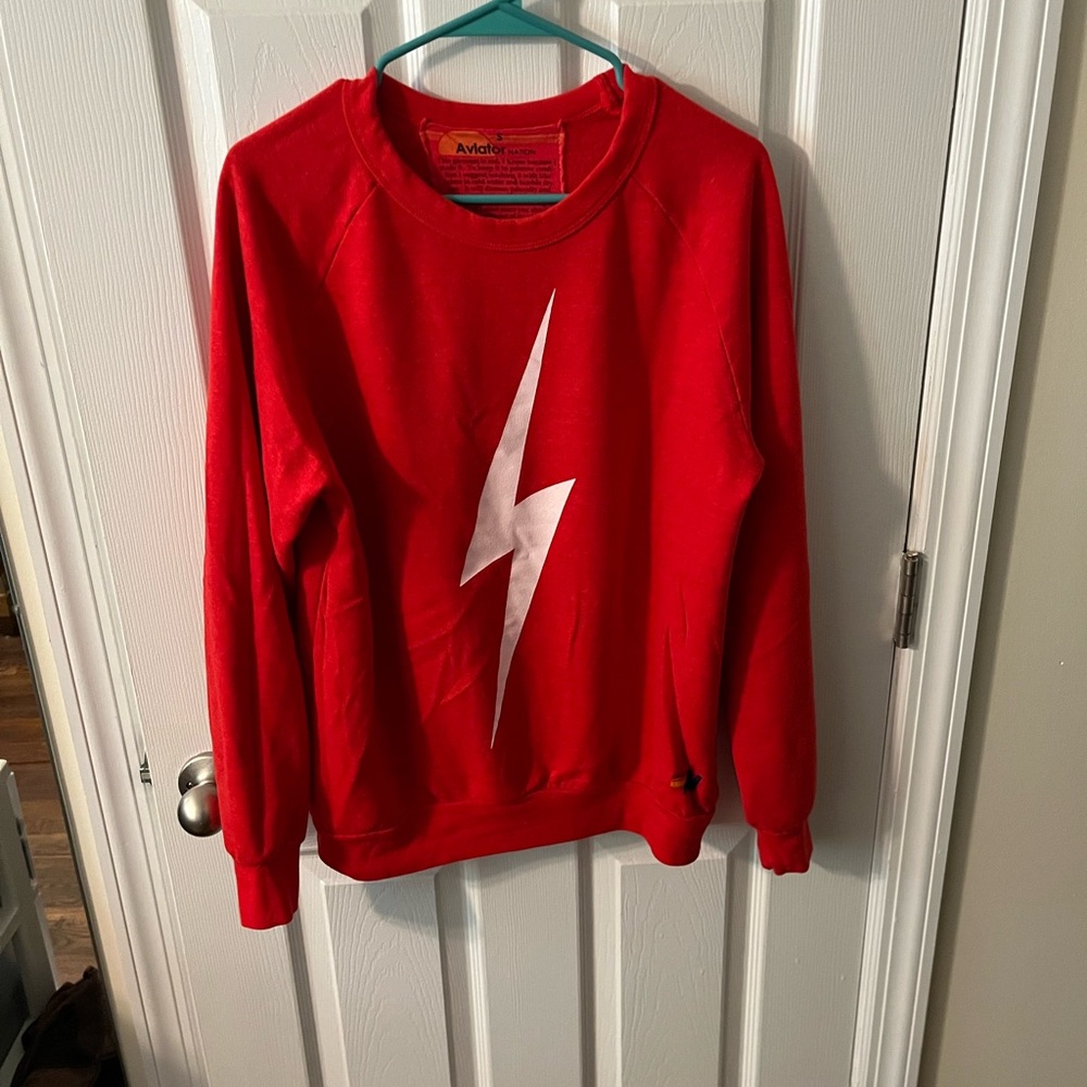 Aviator Nation Red Lightning Bolt Sweatshirt